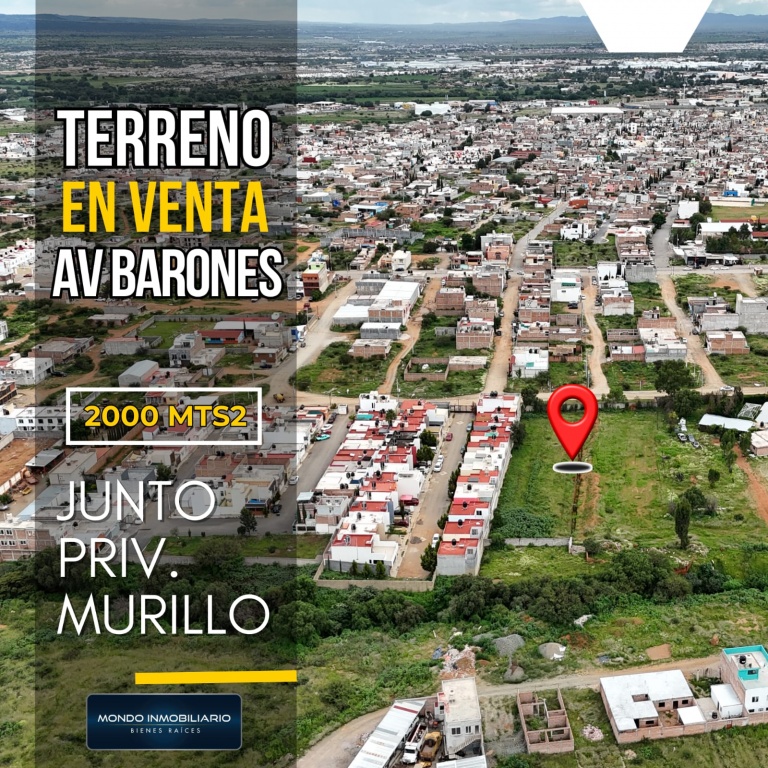TERRENO VENTA ZACATECAS GUADALUPE AV BARONES  - Mondo Inmobiliario